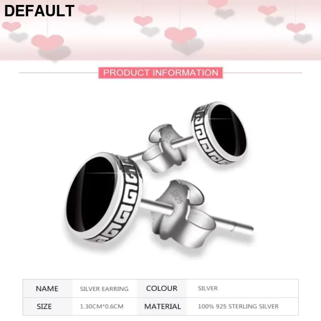 925 Silver Earrings Men Black Circle Single Simple Luxury Best Selling Products