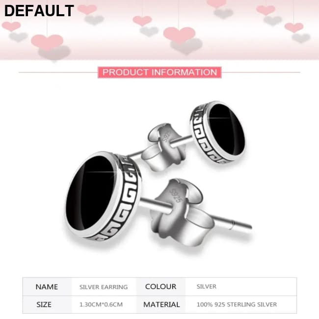 925 Silver Earrings Men Black Circle Single Simple Luxury Earring