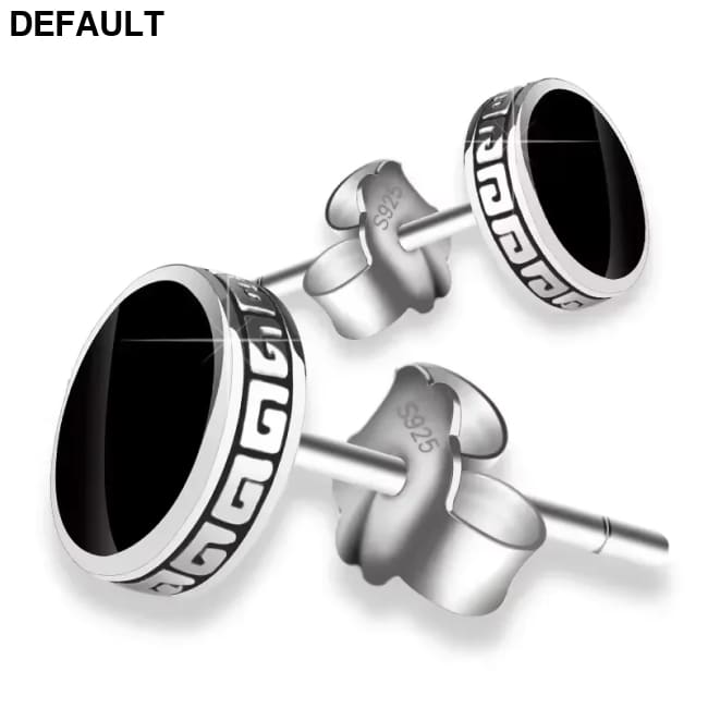 925 Silver Earrings Men Black Circle Single Simple Luxury Earring
