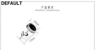 925 Silver Earrings Men Black Circle Single Simple Luxury Earring