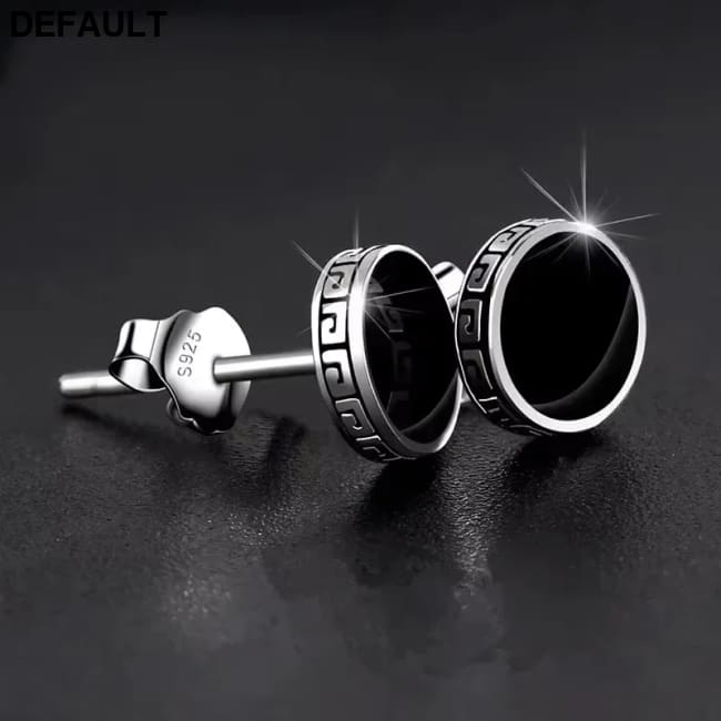 925 Silver Earrings Men Black Circle Single Simple Luxury Earring