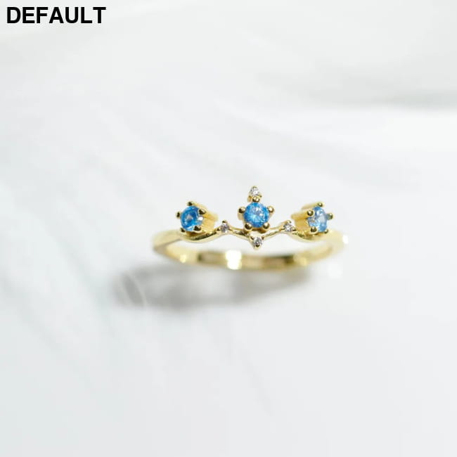 925 Sterling Silver Blue Zircon Crown Finger Ring Simple 5 / gold Bracelets Rings