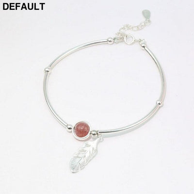 925 Sterling Silver Crystal Round Bead Feather Charm Bracelet & Bangles Adjustable Braclets For Women Wedding Jewelry