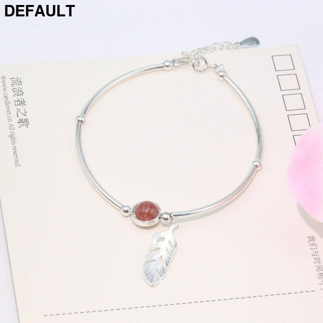 925 Sterling Silver Crystal Round Bead Feather Charm Bracelets