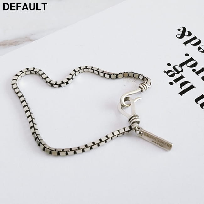 925 Sterling Silver Double Hook Box Chain Bracelet Thai Length19cm Bracelets