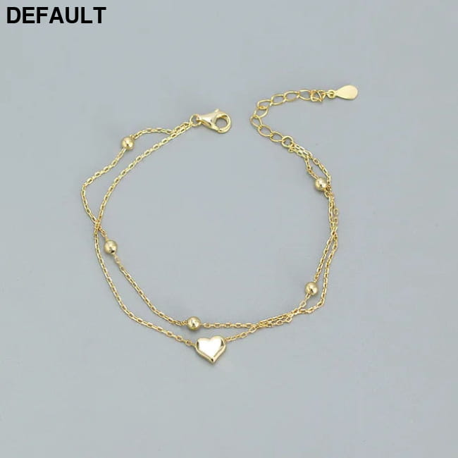 925 Sterling Silver Double Layer Heart-shaped Bracelet gold / 16cm x 3cm Bracelets Best Selling Products