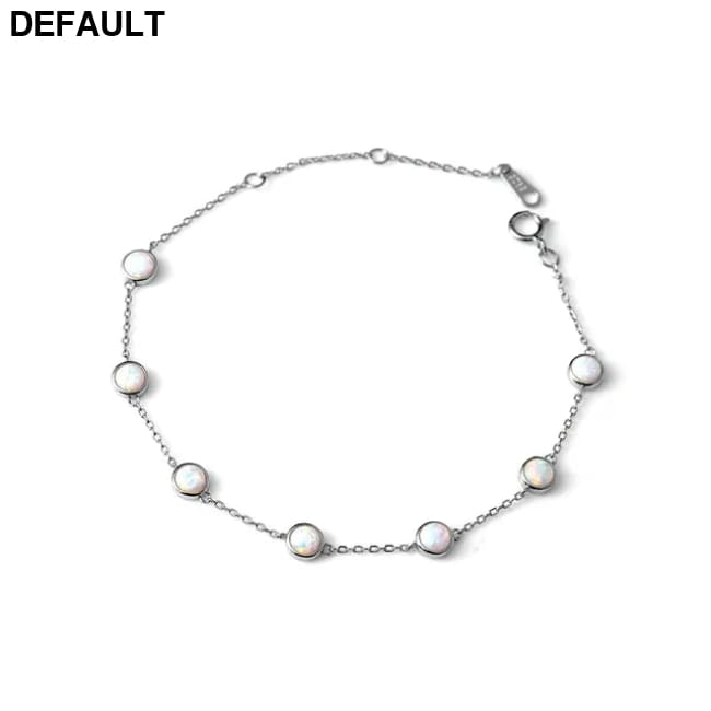 925 Sterling Silver Retro Seven Opal Bracelet Light Luxury Chain Fine Jewelry Wedding Party Gift silver / 15cmx3cm