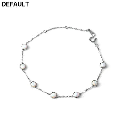 925 Sterling Silver Retro Seven Opal Bracelet Light Luxury Chain Fine Jewelry Wedding Party Gift silver / 15cmx3cm