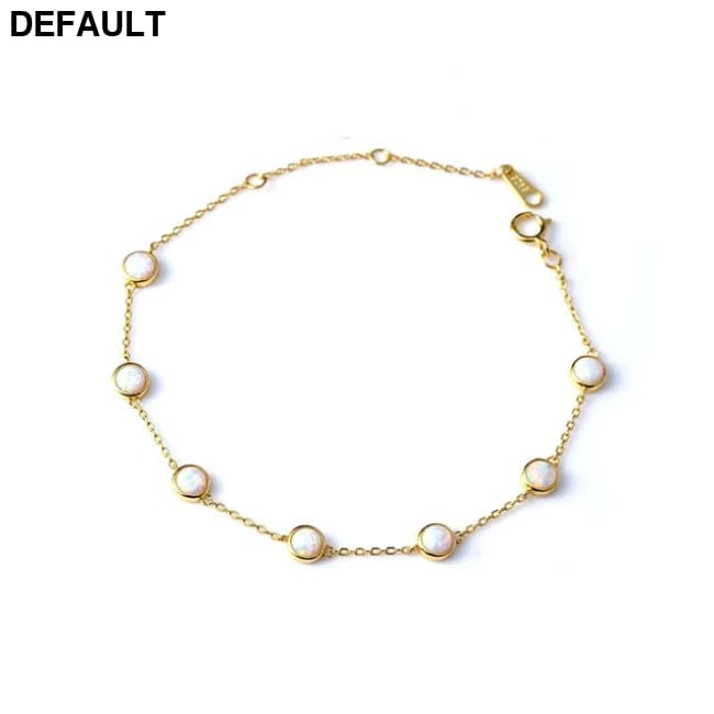 925 Sterling Silver Retro Seven Opal Bracelet Light Luxury Chain Fine Jewelry Wedding Party Gift gold / 15cmx3cm