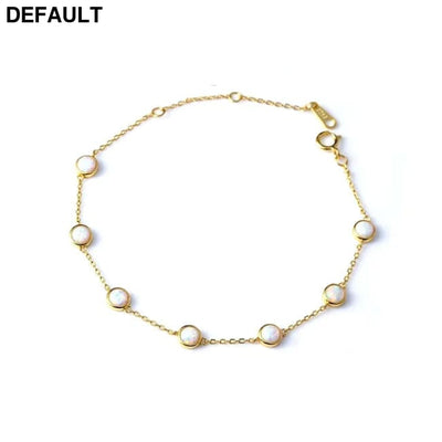 925 Sterling Silver Retro Seven Opal Bracelet Light Luxury Chain Fine Jewelry Wedding Party Gift gold / 15cmx3cm