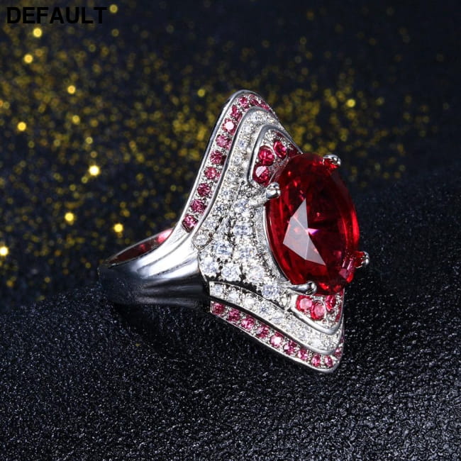 925 Sterling Silver Ring With Ruby Stones For Women Vintage Rings