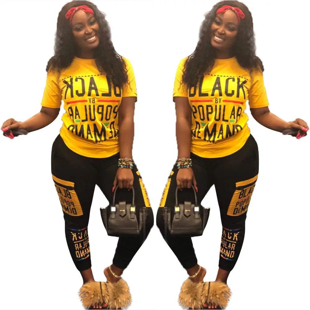 Women’s Fashion Casual Letter Printed Pants Suit