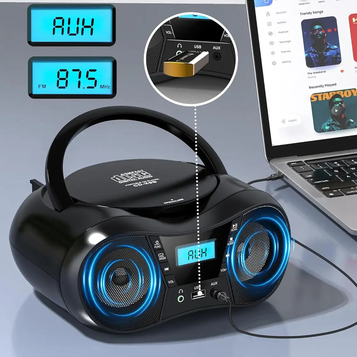 Portable CD Player Bluetooth