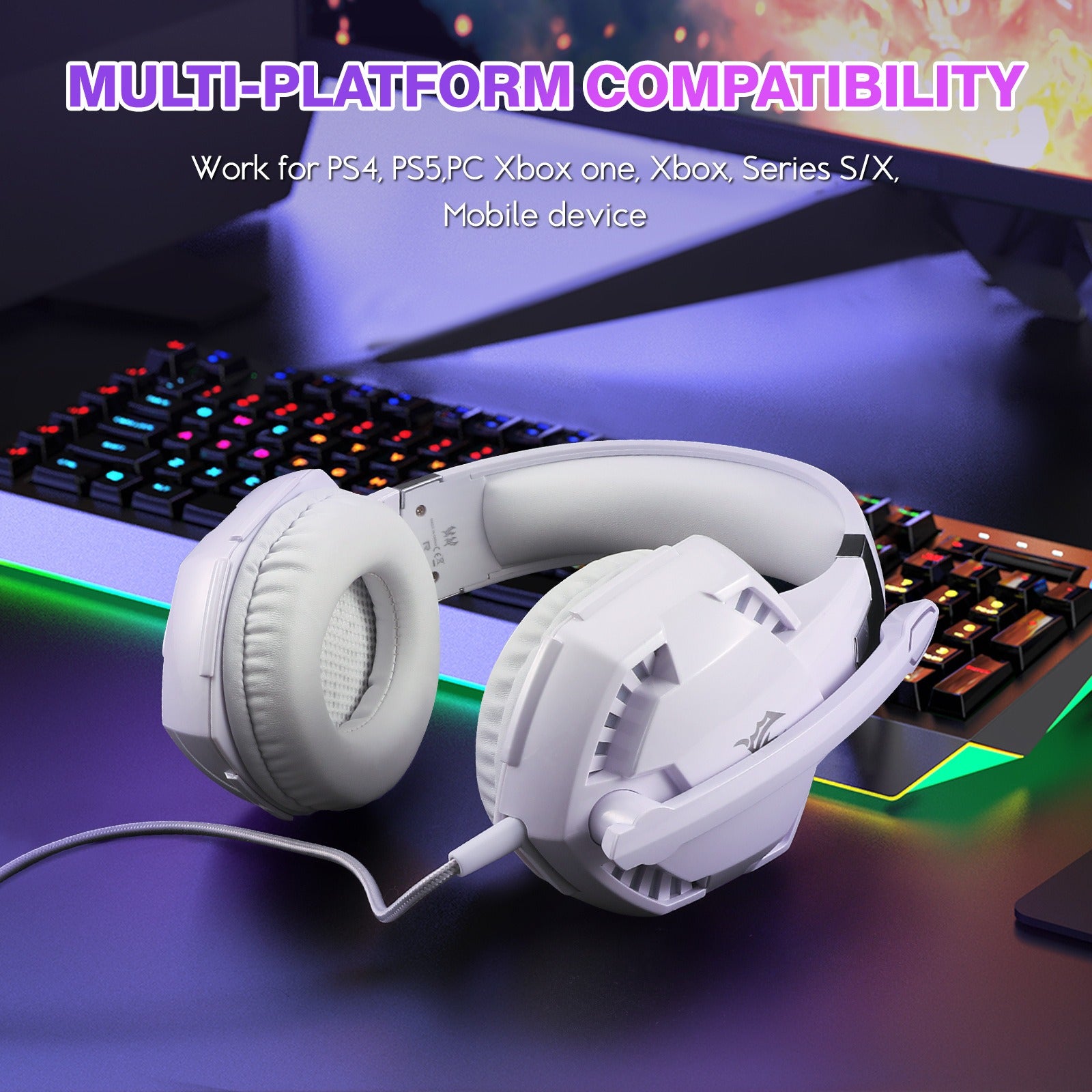 G2000 Head Mounted Wired Gaming Earphones Computer Esports White (dual plug version) Headphones Best Selling Products