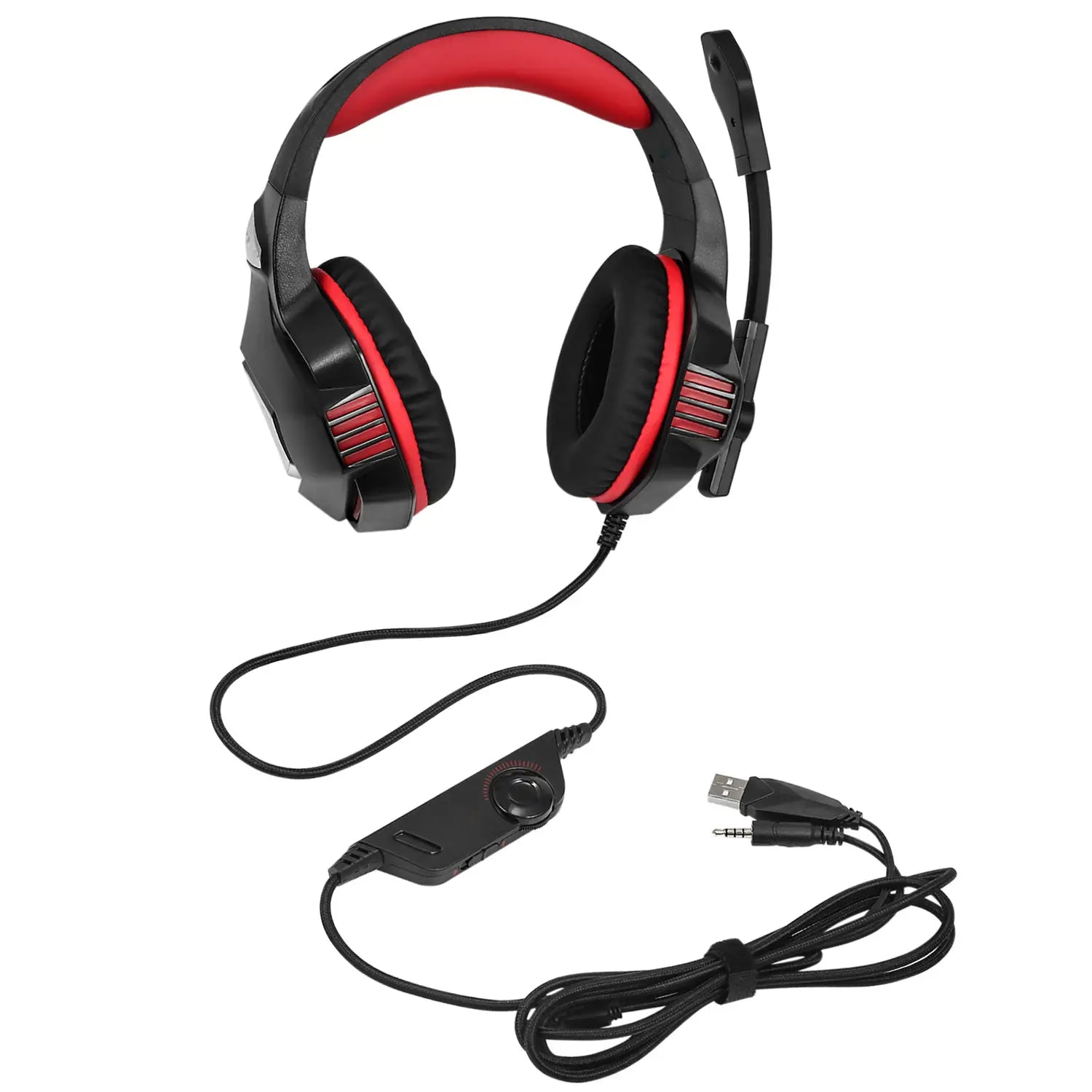 Head mounted gaming headphones RGB wired mobile phones computers subwoofers