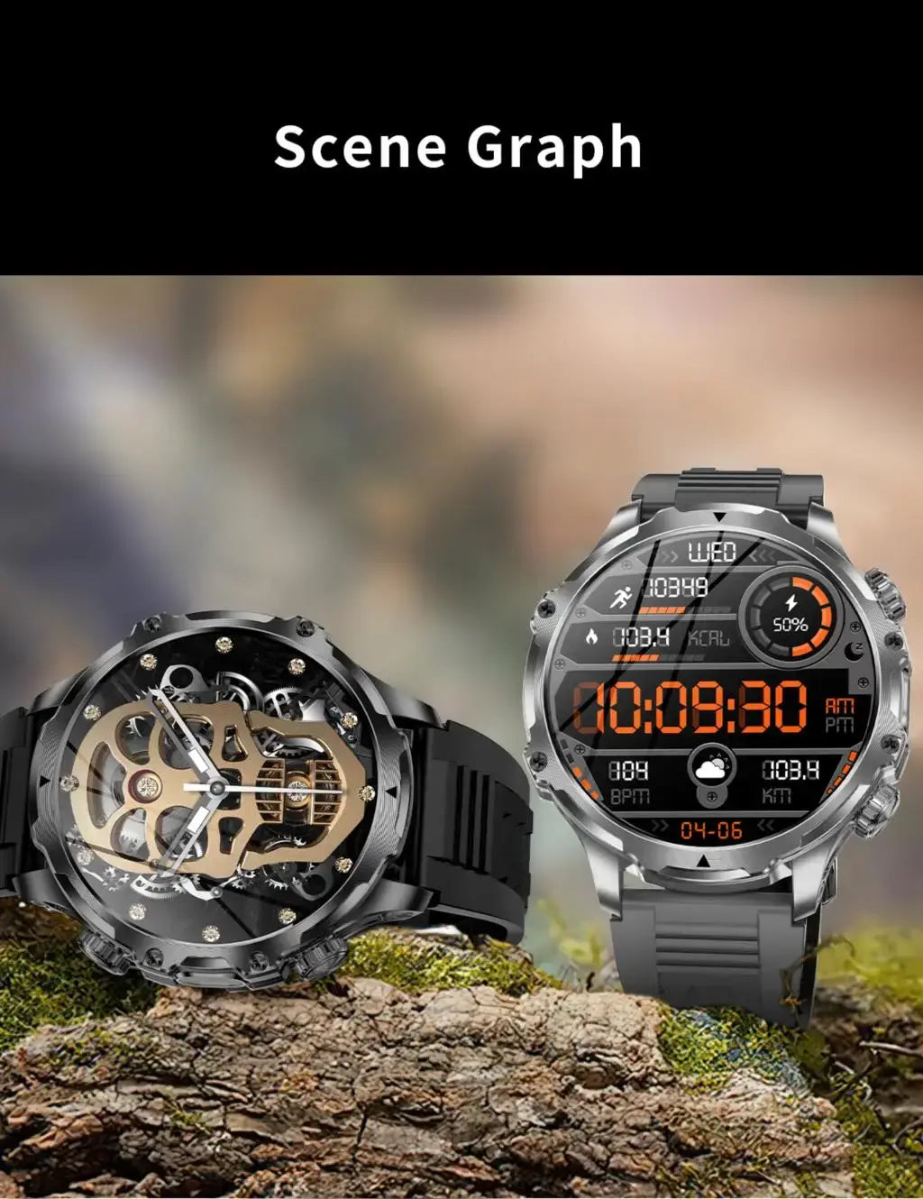 AK75 Smart Watch Flashlight Men Outdoors Sports Fitness Tracker 700mah Large Battery BT Calling LED Light Smartwatch