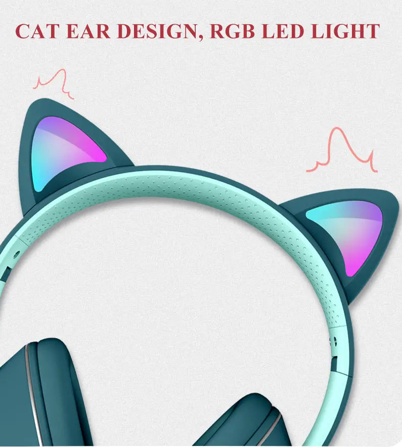 AKZ-022 RGB Luminous Cat Ear Headset Wired Gaming Computer Learning