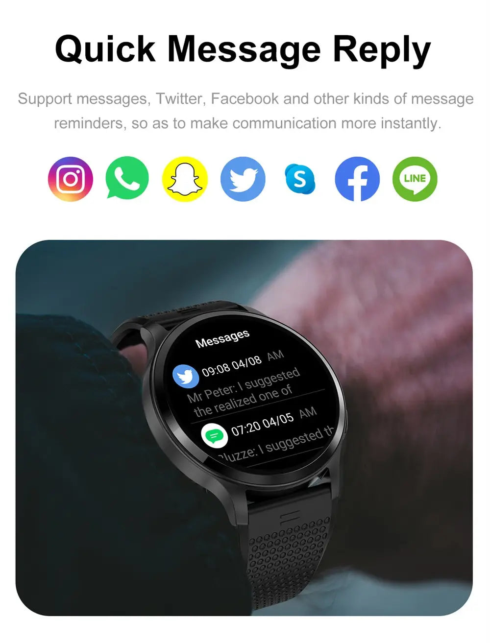 Men and women waterproof bluetooth call smart watch heart rate blood oxygen all day detection 15 kinds of sports push