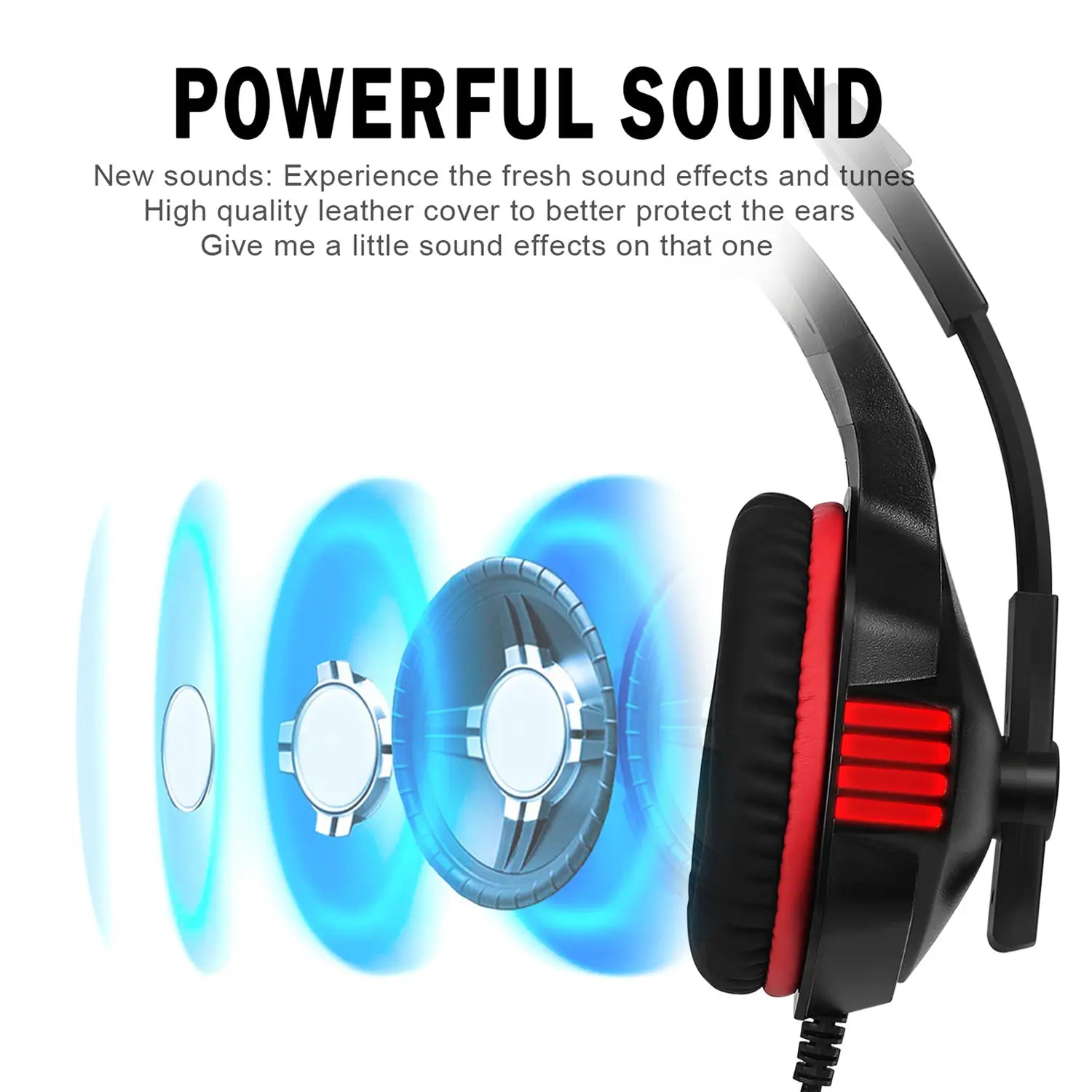 Head mounted gaming headphones RGB wired mobile phones computers subwoofers