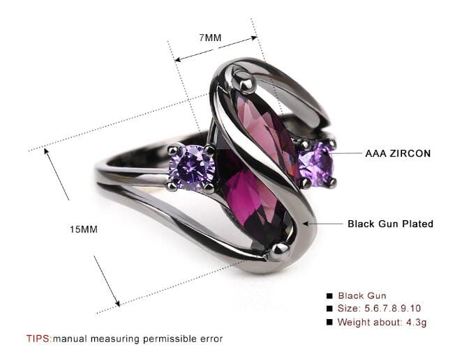 Luxury Vintage Purple Zircon Crystal Colorful Rings