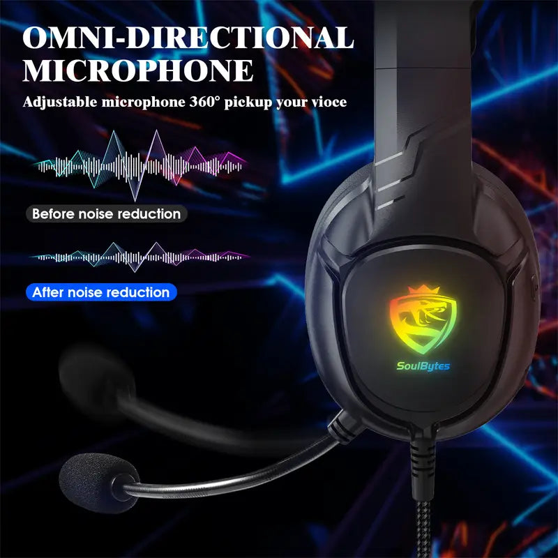 S20 Head mounted Gaming Earphones Wired RGB Luminous Computer Esports PS4