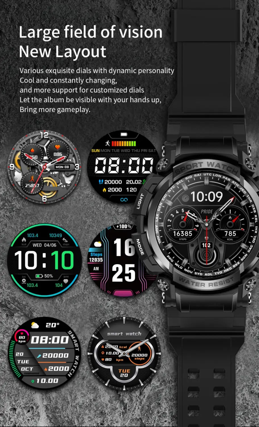 LC16 smartwatch Bluetooth call outdoor three defense heart rate monitoring smart watch