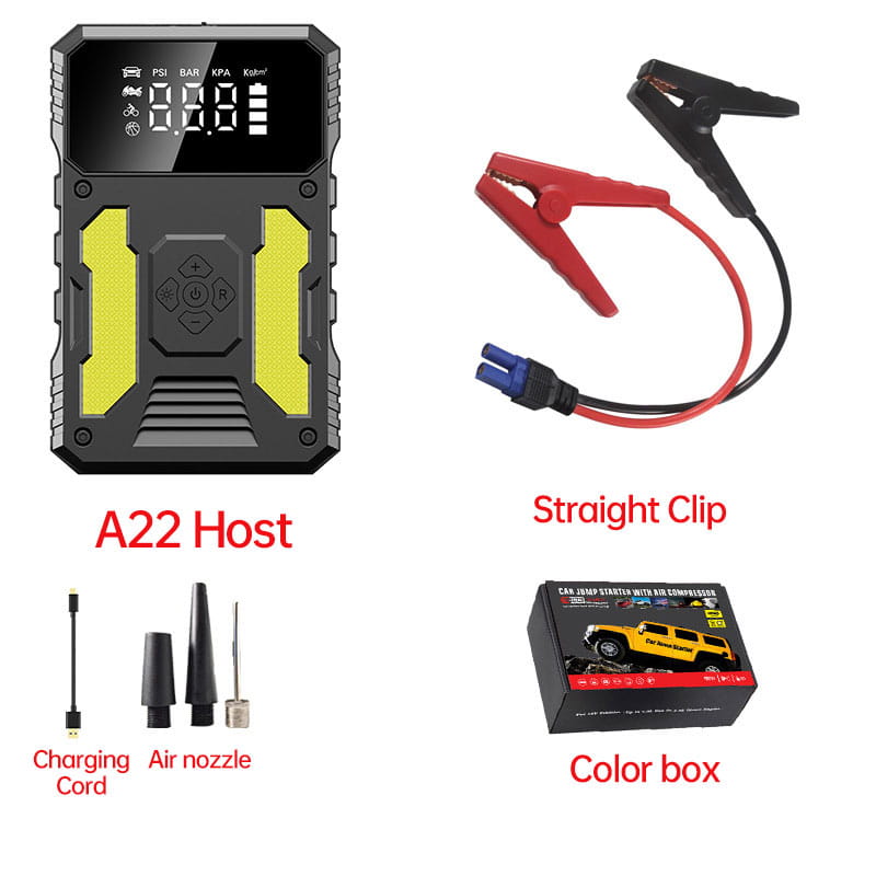 Car Jump Starter With Air Compressor Portable 12V Power Bank Battery Pack Lithium Booster