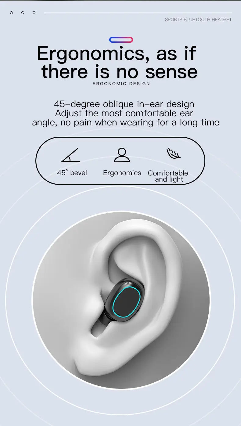 N21 wireless Bluetooth headset pull tube touch LED display binaural in ear mini sports universal