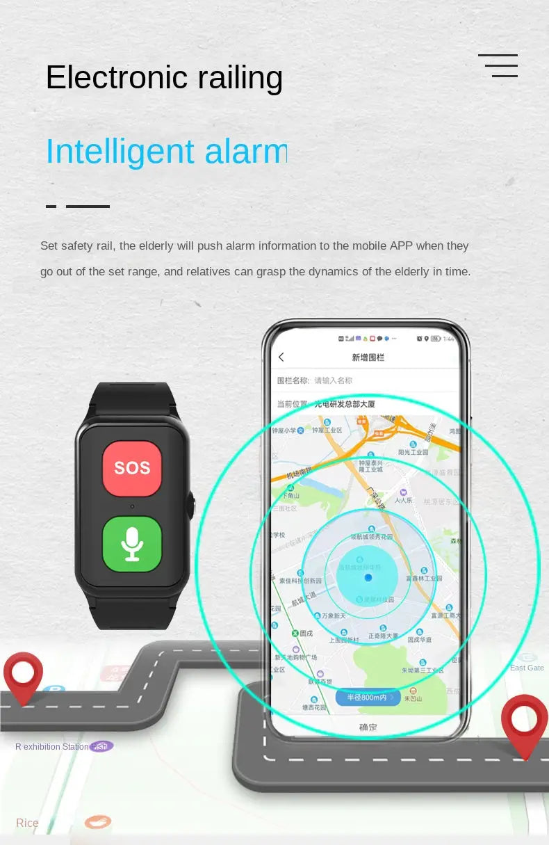 A70 Elderly GPS Positioning Watch Locator With Heart Rate Measurement Body Temperature Smart Bracelet