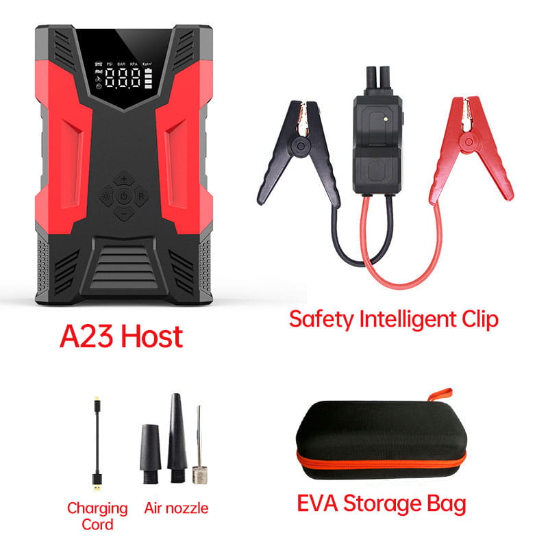 Car Jump Starter With Air Compressor Portable 12V Power Bank Battery Pack Lithium Booster