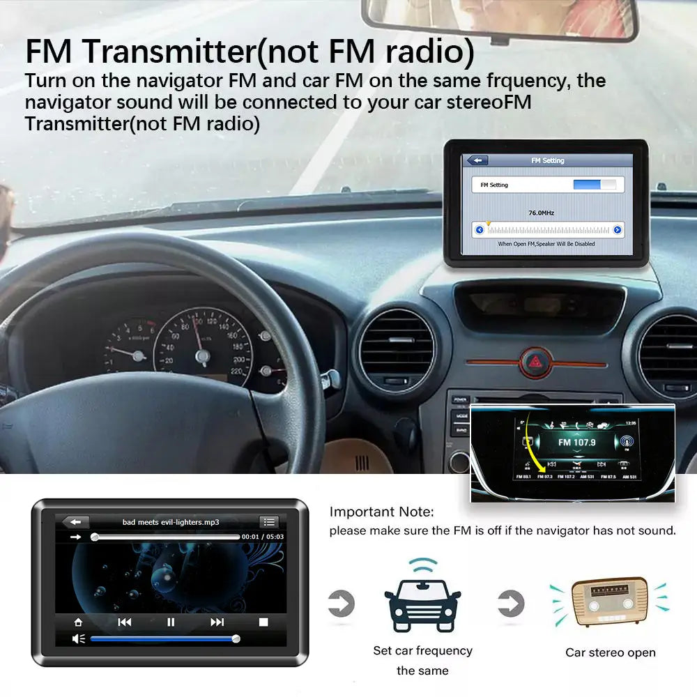 Portable 7inch Car GPS Navigator for Universal Use in Cars