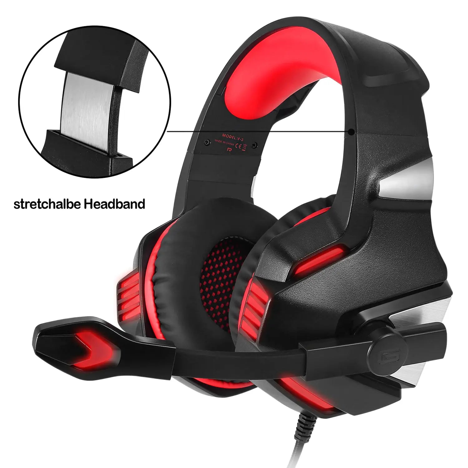 Head mounted gaming headphones RGB wired mobile phones computers subwoofers