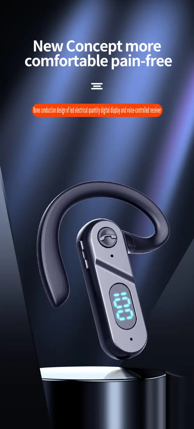 V28 Bluetooth Headset New Bone Conduction Concept Without Ear-Hook Digital Display Power Single-Ear Voice Control