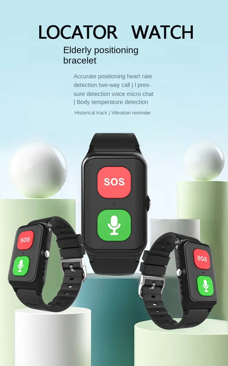A70 Elderly GPS Positioning Watch Locator With Heart Rate Measurement Body Temperature Smart Bracelet