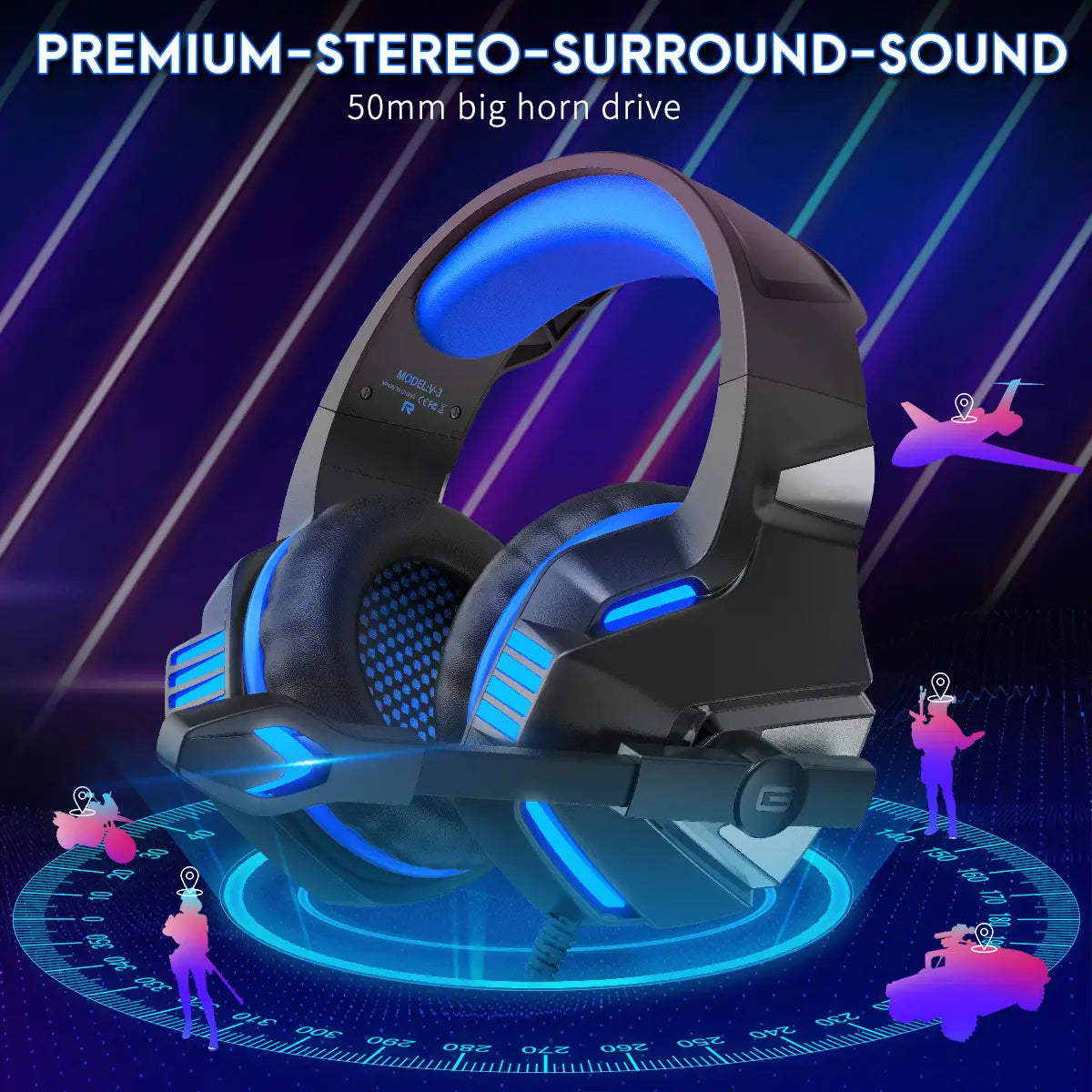 Head mounted gaming headphones RGB wired mobile phones computers subwoofers