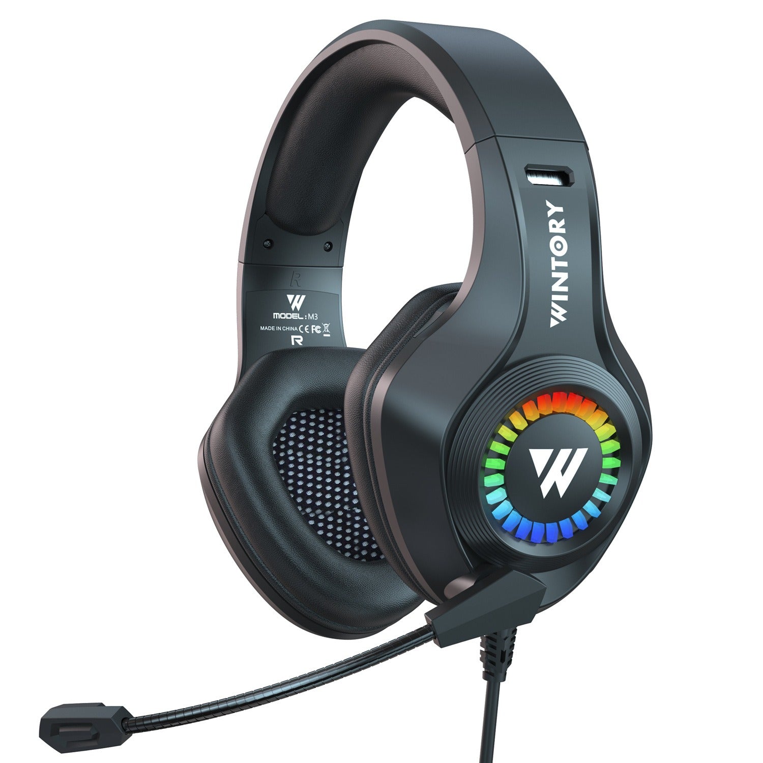 Head mounted gaming headphones wired e-sports luminous earphones mobile phones computers cool anchor Black RGB Wired