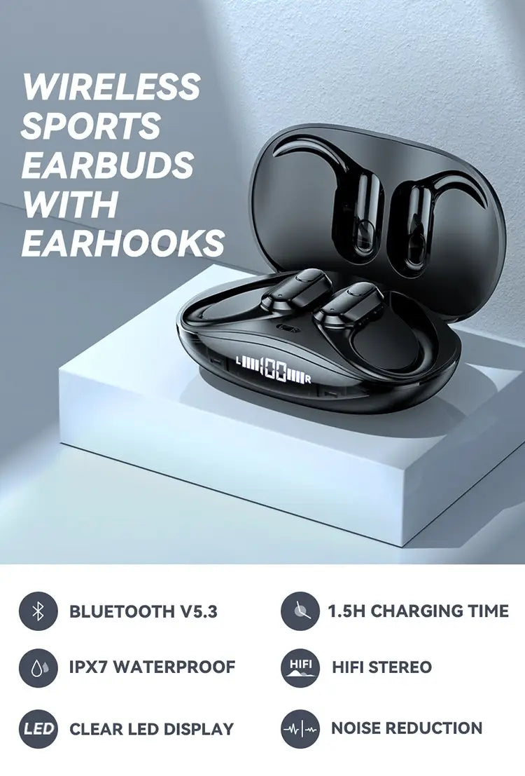 XT80 over the ear wireless Bluetooth earphones with ultra long battery life sports noise reduction TWS