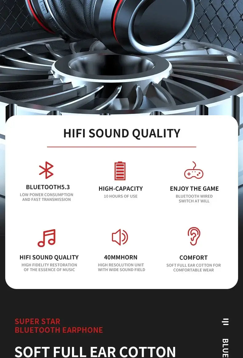 DR90 Wireless Headphones Headwear Creative Heavy Bass Effect Ultra Long Endurance Earphones