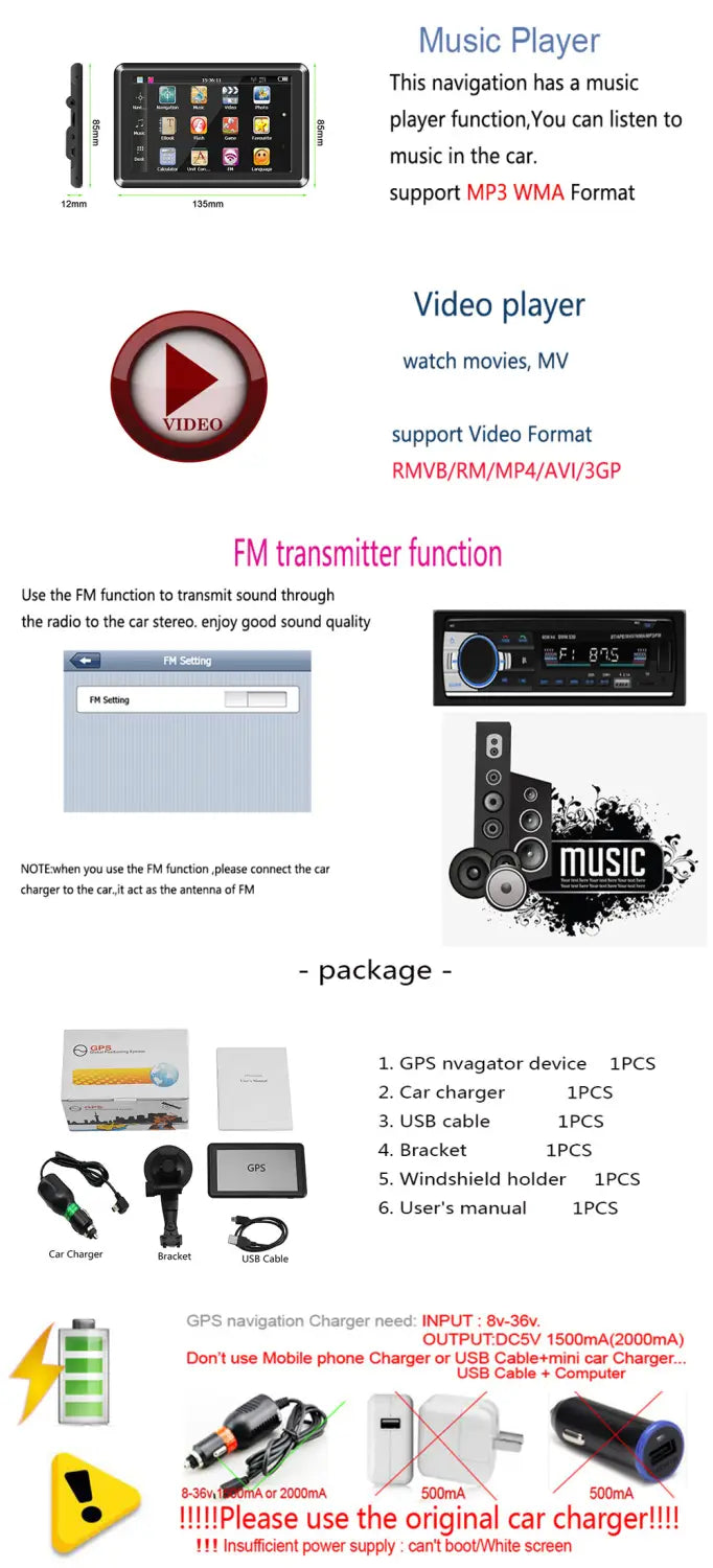 Portable 7inch Car GPS Navigator for Universal Use in Cars