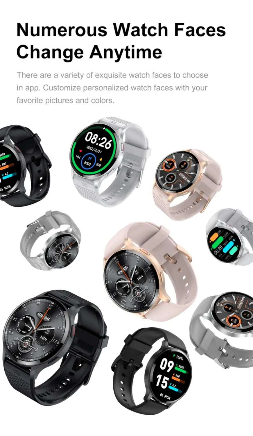 Men and women waterproof bluetooth call smart watch heart rate blood oxygen all day detection 15 kinds of sports push