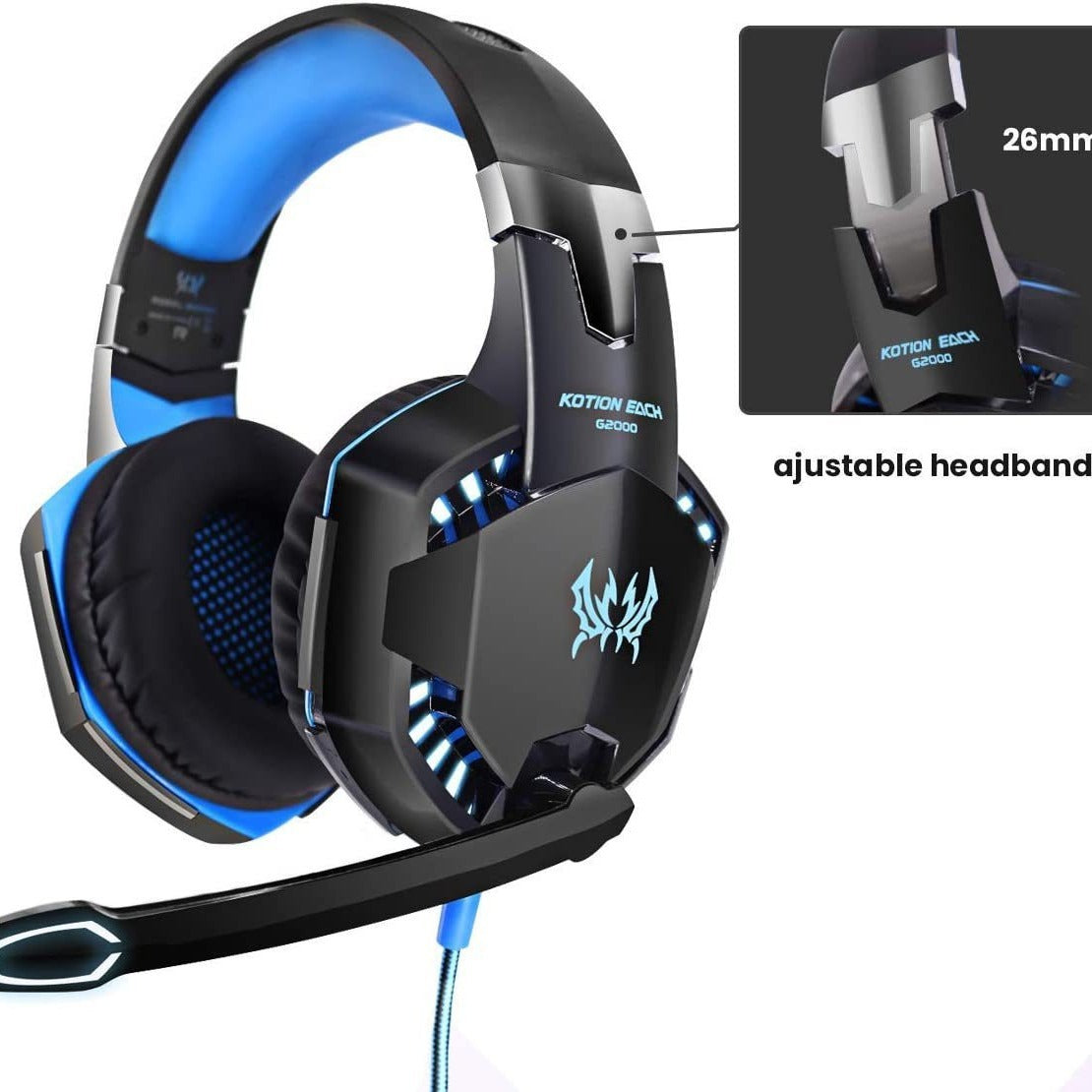 G2000 Head Mounted Gaming Earphones with Wired Illumination Heavy Bass Computer Esports PS4 Headphones Best Selling