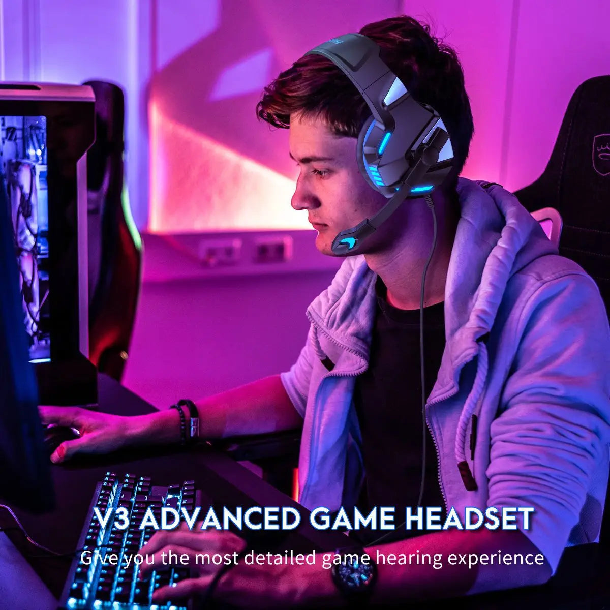 Head mounted gaming headphones RGB wired mobile phones computers subwoofers