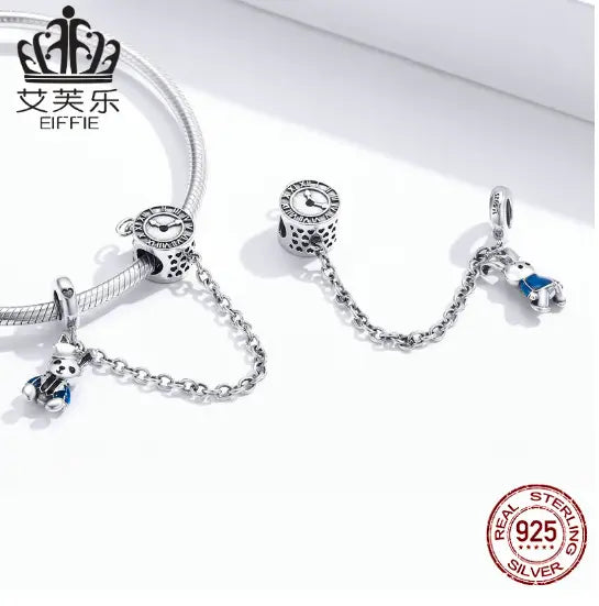 Fashion Sterling Silver S925 Safety Chain DIY Bracelet Accessories Rabbit Jewelry