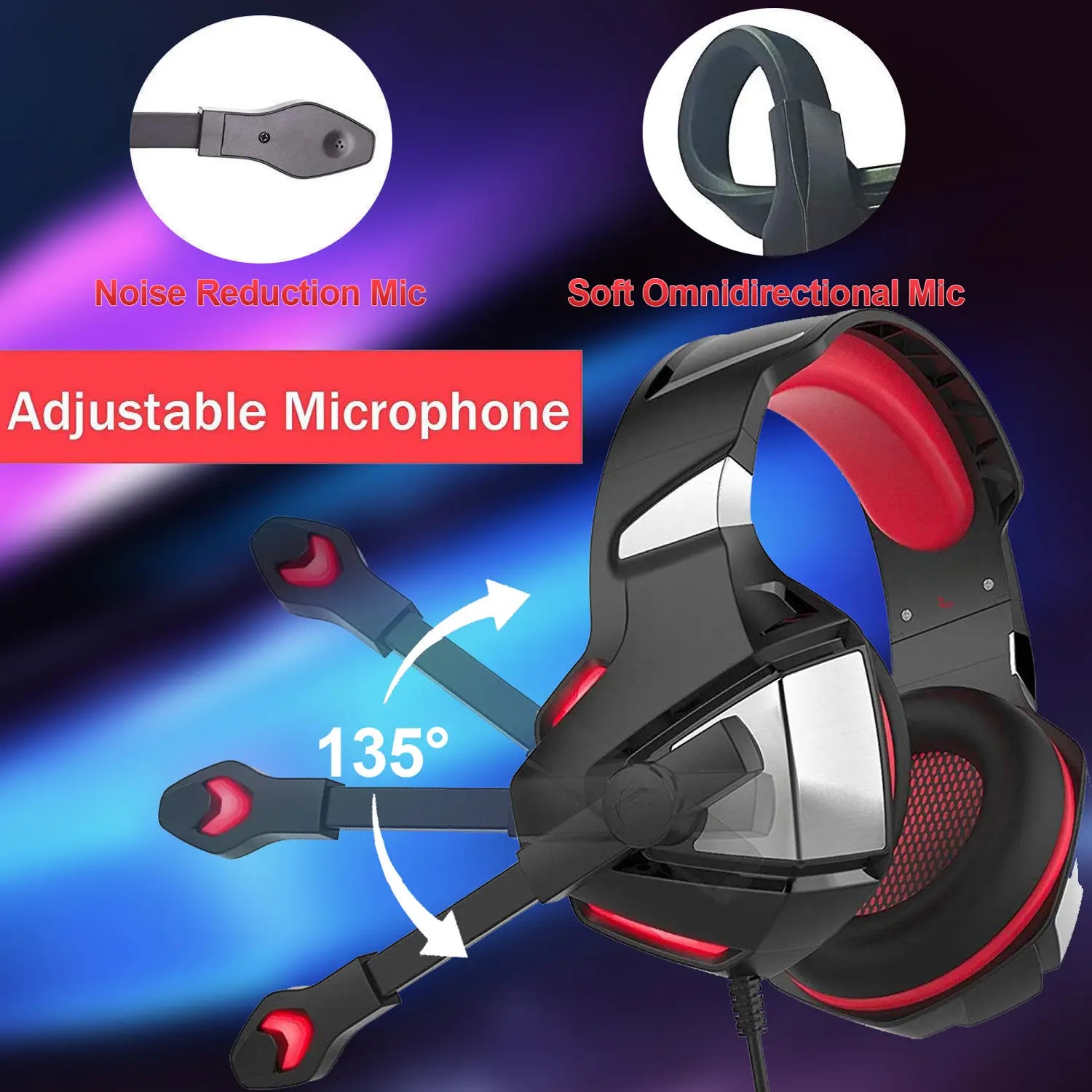 Head mounted gaming headphones RGB wired mobile phones computers subwoofers