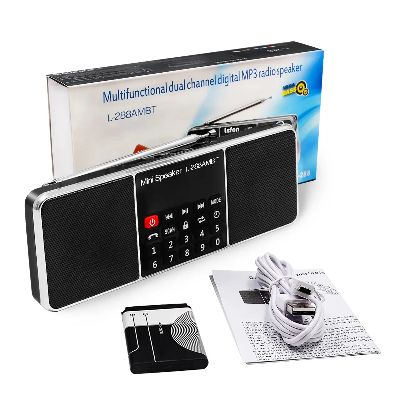 Lefon Digital Portable Radio AM FM Bluetooth Speaker Stereo MP3 Player TF/SD Card USB Drive Handsfree Call LED Display