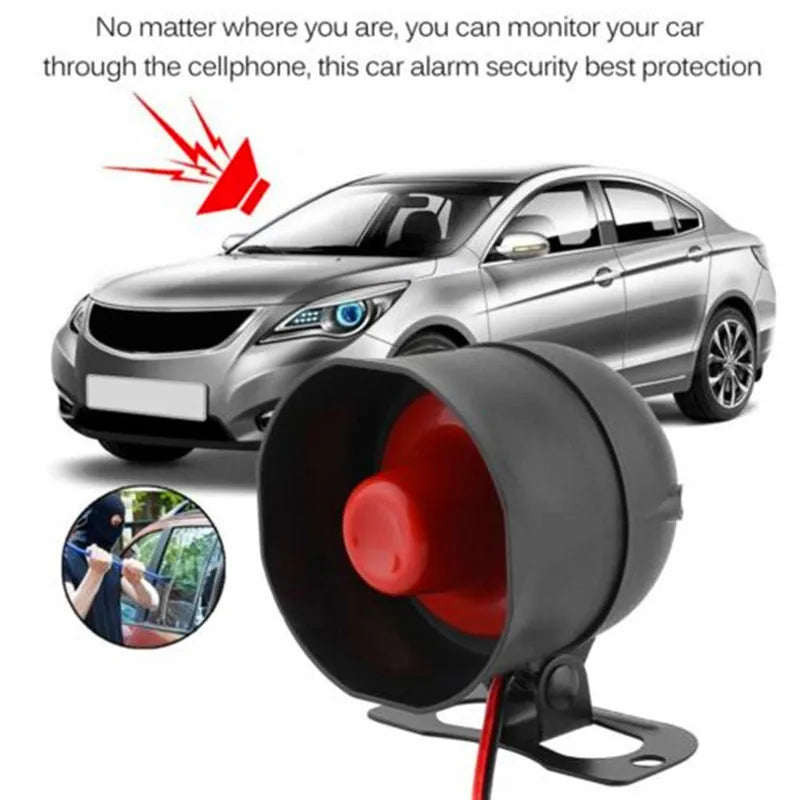 DOXINGYE Universal One Way Car Burglar Alarm Protective System Security Anti-theft Siren Horn +2 Remote Control