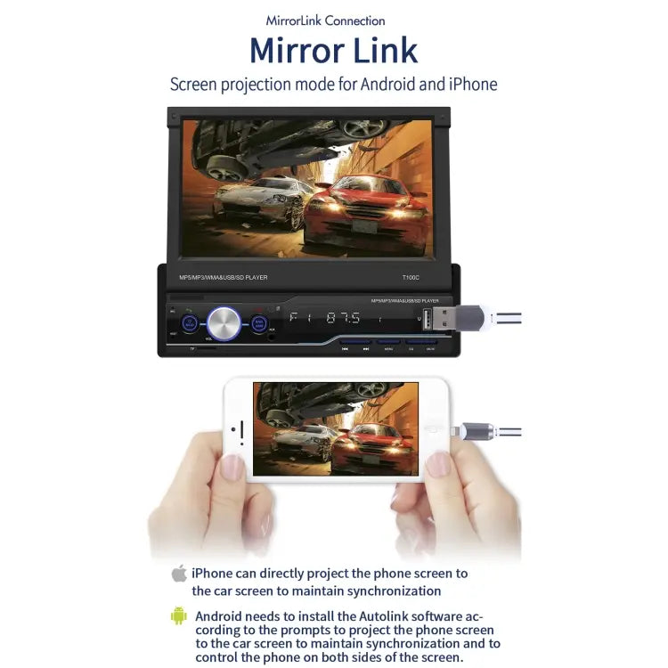 Wholesale 7 inch Manually Retractable carplay Screen Car