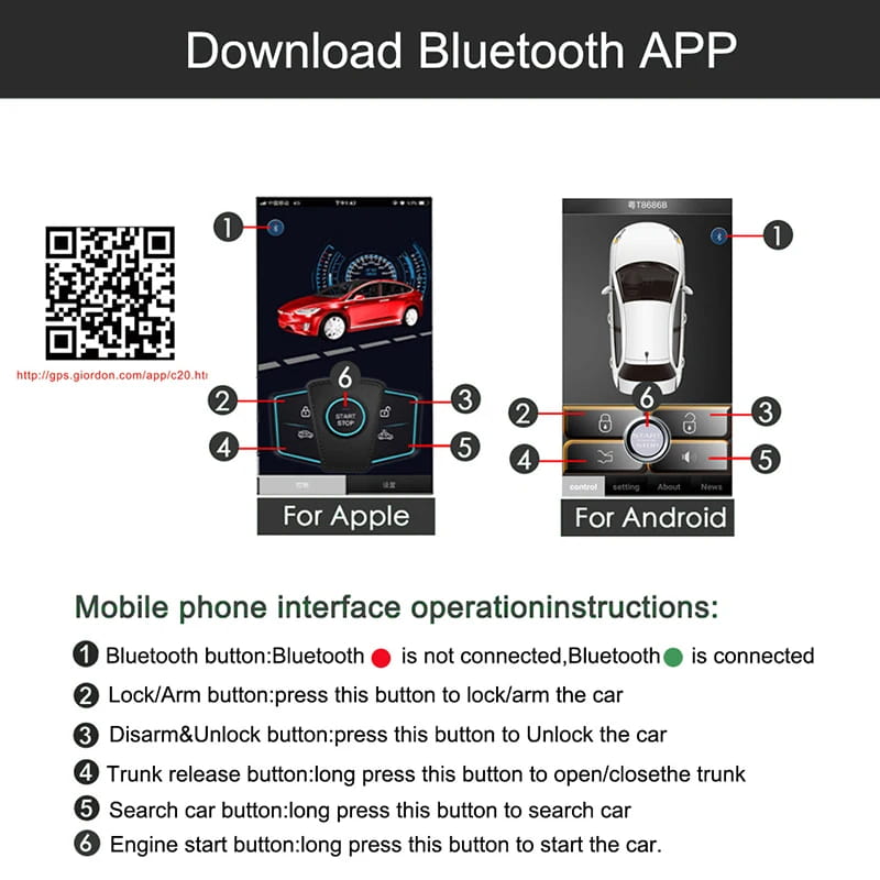 Intelligent System Car Alarm With Autostart Ignition Central Lock Smart Start Stop Engine Keyless Entry Connected Phone