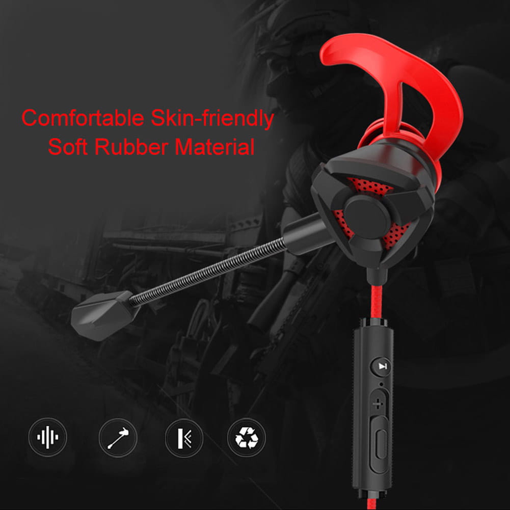 Portable Dynamic Noise Reduction In-Ear Wired Call Earphones Gaming Computer Earpiece With Dual Mic