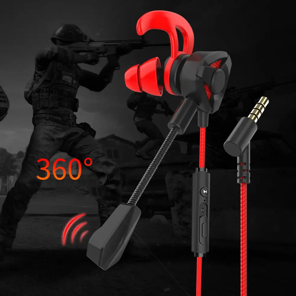 Portable Dynamic Noise Reduction In-Ear Wired Call Earphones Gaming Computer Earpiece With Dual Mic